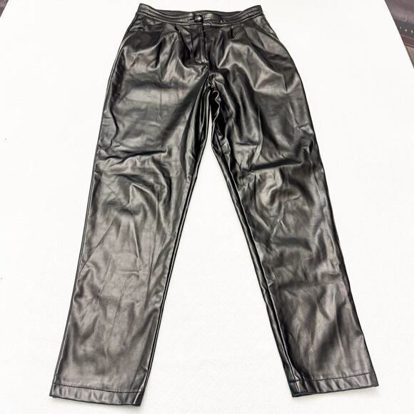 Princess Polly Faux Leather Balloon Pant Black Size 4 - Picture 2 of 6